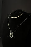 Silver-Black Clover Pendent Necklace