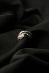 1-Carat Pink Halo Gemstone Ring with Criss-Cross Diamond Band