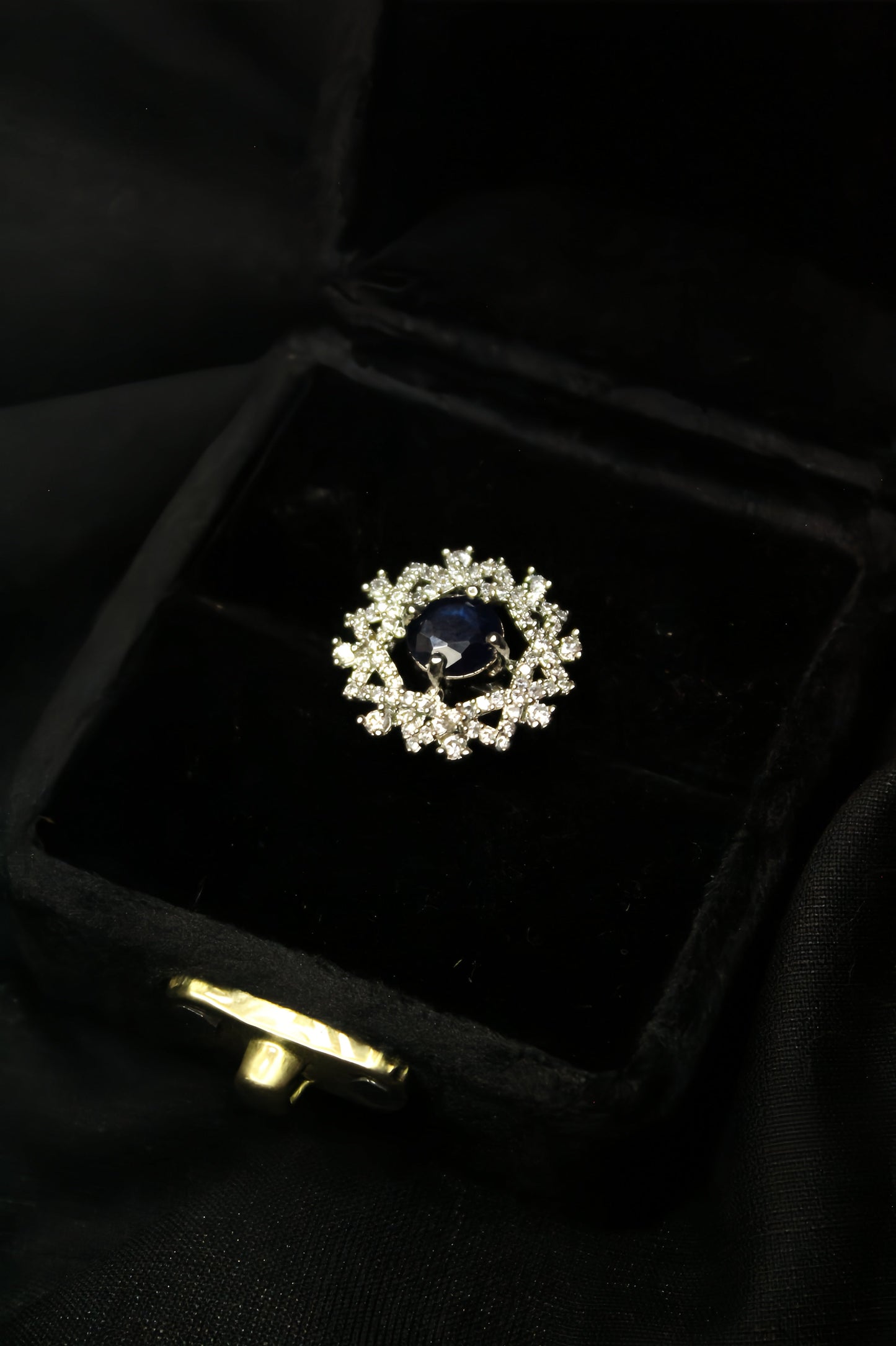 1-Carat Royal Sapphire Halo Ring
