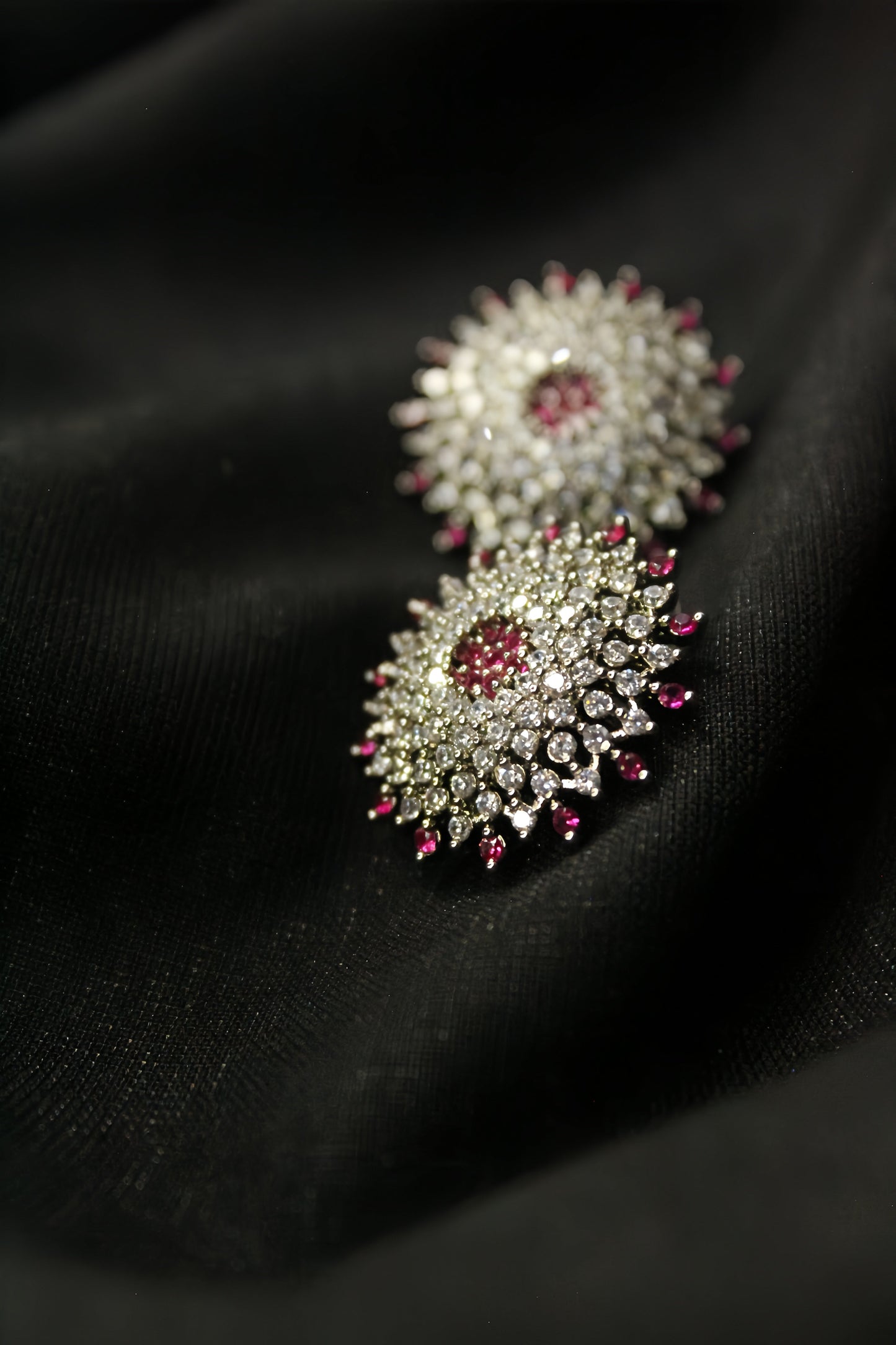 Ruby Radiance Floral Stud Earrings