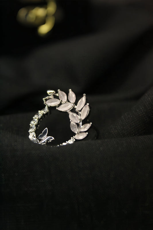 1-Carat Baby Pink Leaf Vine Ring