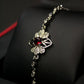 Floral Silver Bracelet With Red Zircon