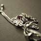 Floral Silver Bracelet With Red Zircon