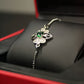 Floral Silver Bracelet With Green Zircon
