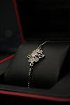 Floral Silver Bracelet With Pearl White Zircon