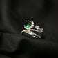 1-Carat Green Halo Gemstone Ring with Criss-Cross Diamond Band