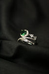 1-Carat Green Halo Gemstone Ring with Criss-Cross Diamond Band