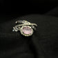 1-Carat Pink Halo Gemstone Ring with Criss-Cross Diamond Band