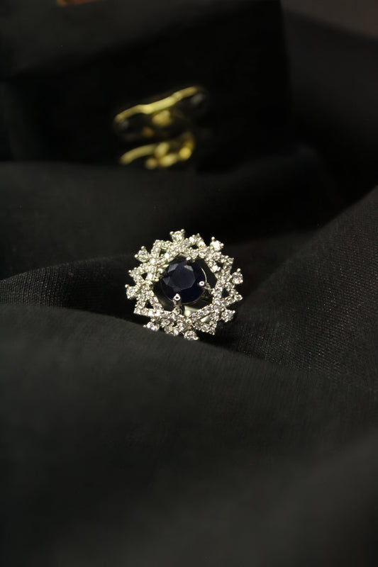 1-Carat Royal Sapphire Halo Ring