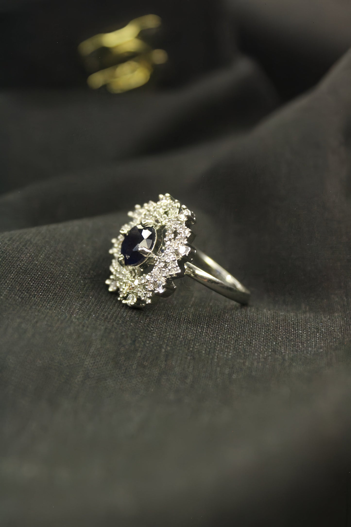 1-Carat Royal Sapphire Halo Ring