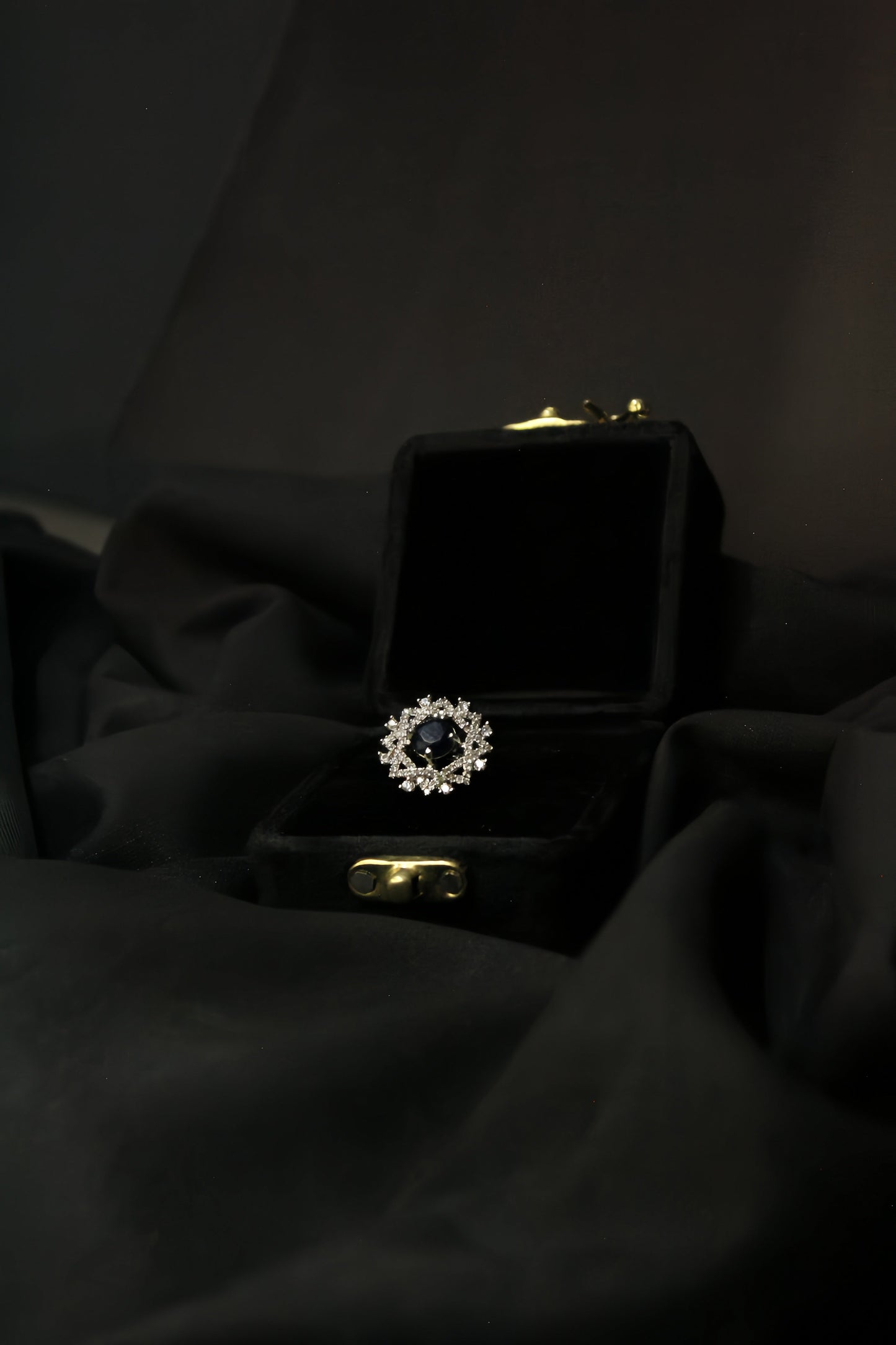 1-Carat Royal Sapphire Halo Ring