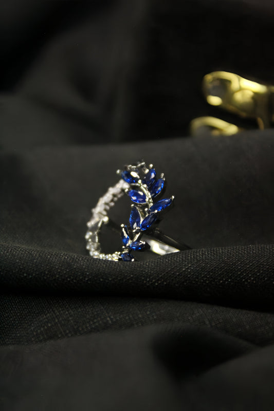 1-Carat Sapphire Leaf Vine Ring