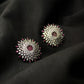 Ruby Radiance Floral Stud Earrings