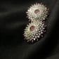 Ruby Radiance Floral Stud Earrings