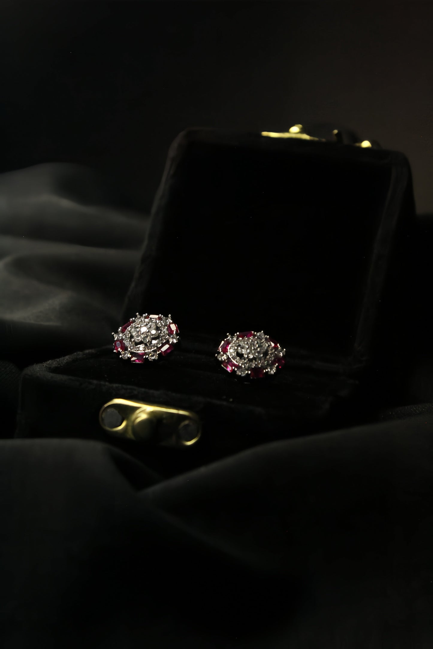 Ruby Radiance Floral Stud Earrings