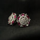 Ruby Radiance Floral Stud Earrings