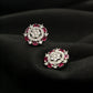 Ruby Radiance Floral Stud Earrings