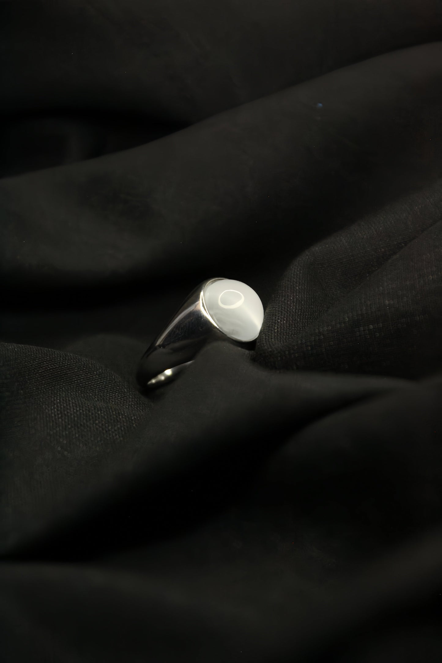 White Cat’s Eye Steel Ring