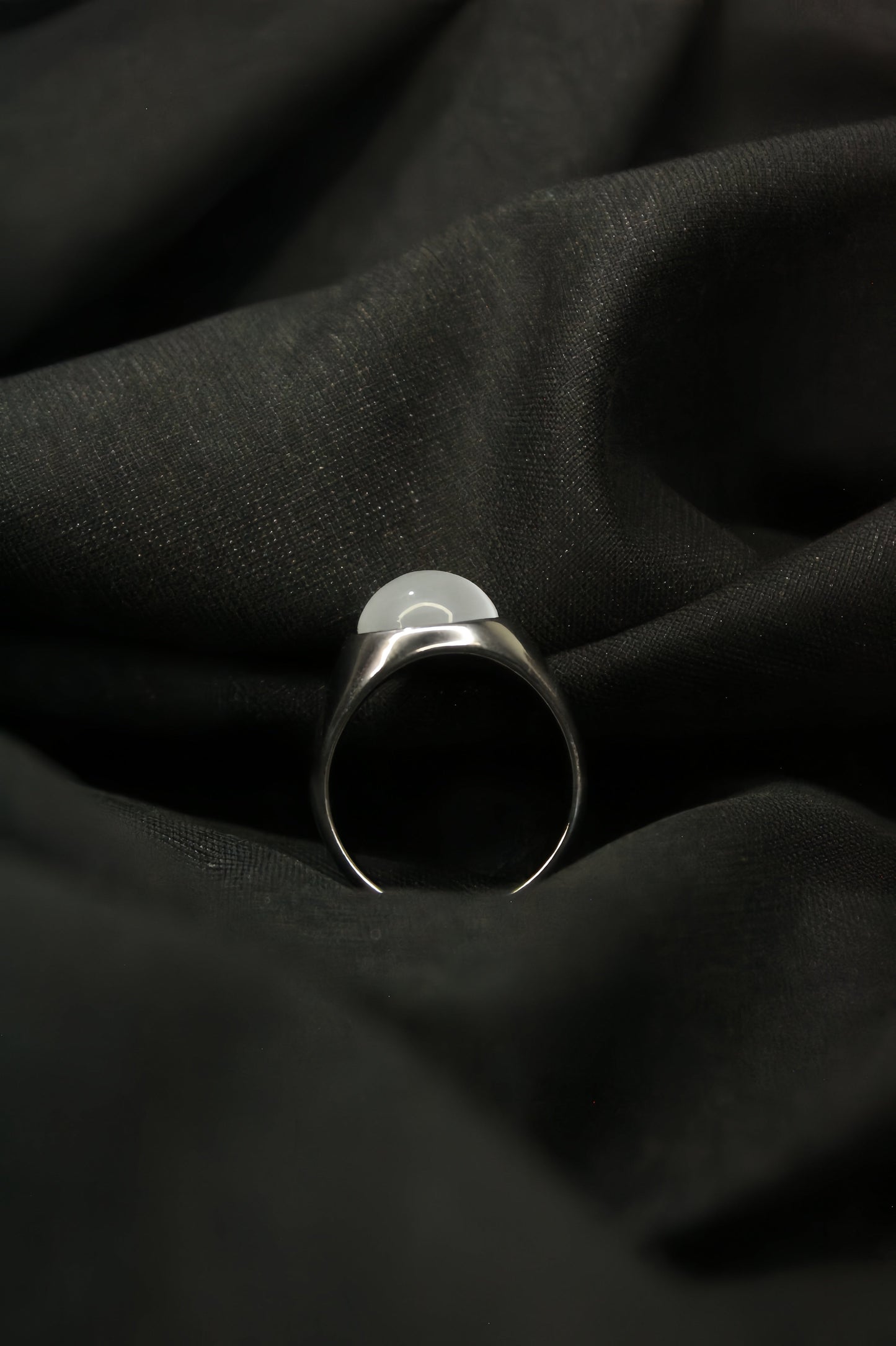 White Cat’s Eye Steel Ring