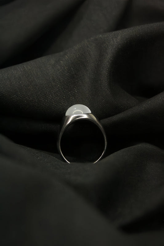 White Cat’s Eye Steel Ring