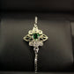 Floral Silver Bracelet With Green Zircon