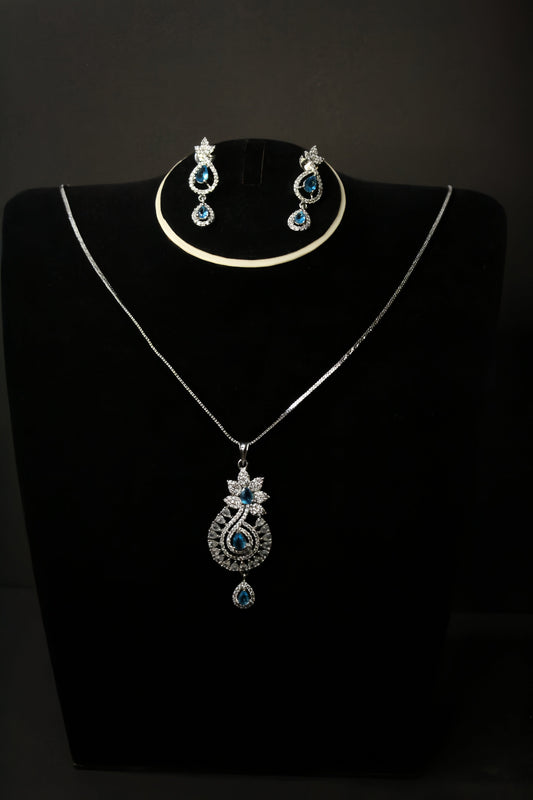 1-Carat Elegance Set With Beautiful Blue Zircon Design