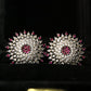 Ruby Radiance Floral Stud Earrings