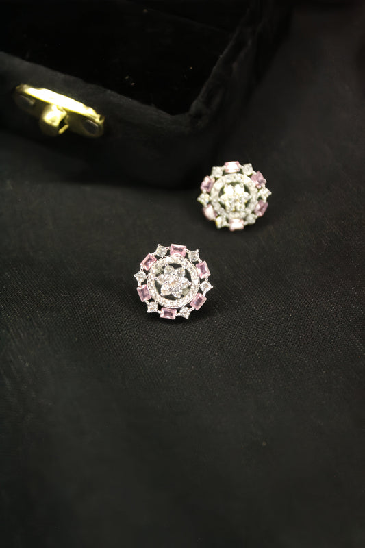 Crystal Radiance Floral Stud Earrings